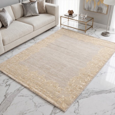 Tapis Salon en Laine 200x260 cm Gold - Elissa 0571A