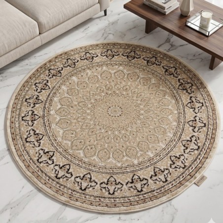 Tapis Salon Rond en Soie 150x150 cm Ayma- SAMAR KAND 1004A