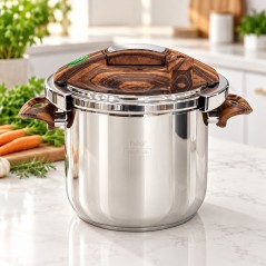 Cocotte 22 cm en Inox 18/10 Bois - Falez