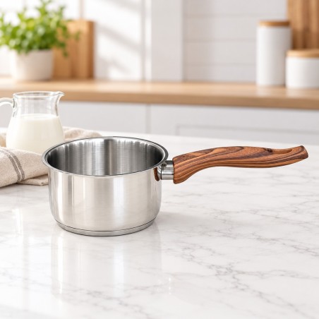 Casserole 14 cm en Inox 18/10 sans Couvercle Bois - Falez