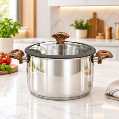 Faitout 24 cm en Inox 18/10 Bois - Falez