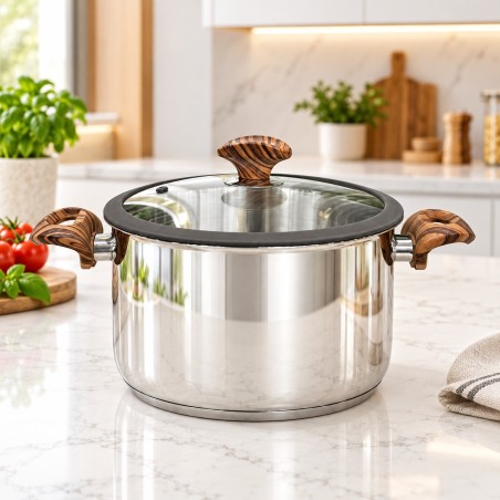 Faitout 24 cm en Inox 18/10 Bois - Falez