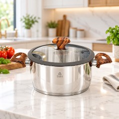 Faitout 22 cm en Inox 18/10 Bois - Falez