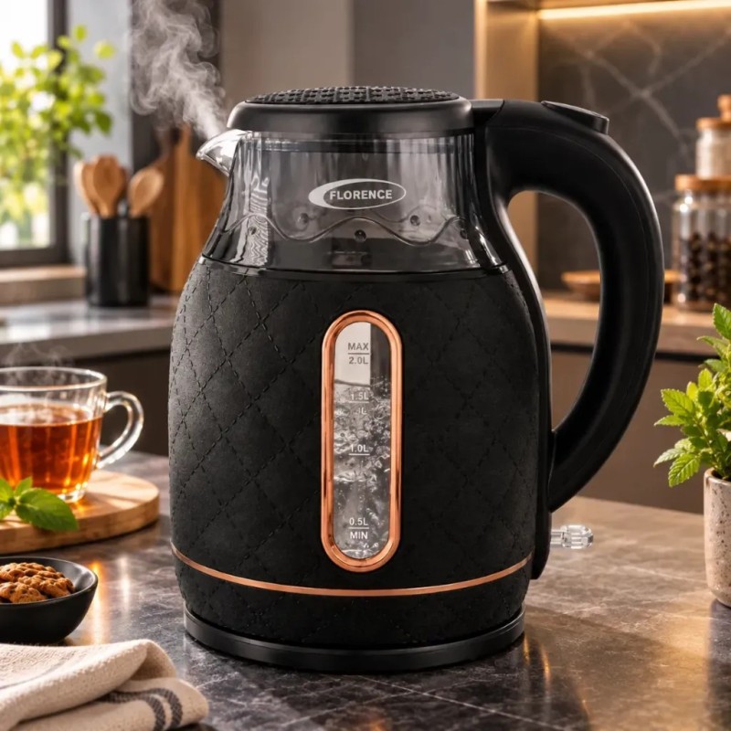 Bouilloire Électrique 1500W 2L Noir - Florence HK-499
