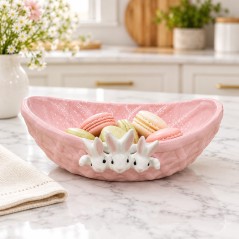 Coupe Décorative avec 3 Têtes de Lapin