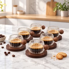 Service à Café en Verre Strié 12 Pièces