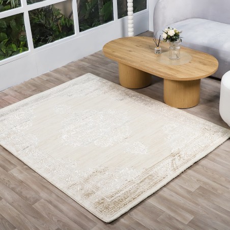 Tapis Salon en Soie 240x350 cm Beige - Hazal 565A