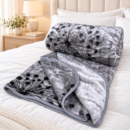 ABM – Couverture 2 Places en Polaire Microfibre 215 × 200 cm Gris