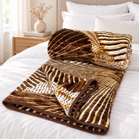 ABM – Couverture 2 Places en Polaire Microfibre 215 × 200 cm Marron