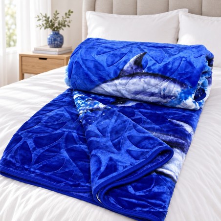ABM – Couverture 2 Places en Polaire Microfibre 215 × 200 cm Bleu