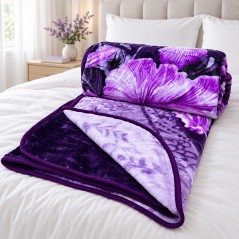 ABM – Couverture 2 Places en Polaire Microfibre 215 × 200 cm Violet