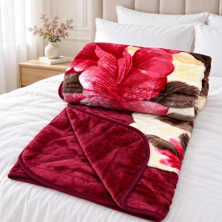 ABM – Couverture 2 Places en Polaire Microfibre 215 × 200 cm Rouge