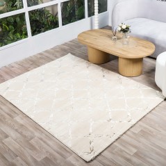 Tapis Salon en Soie 240x350 cm Beige - Hazal 566A