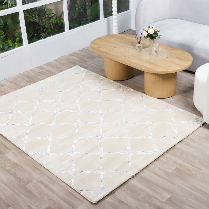 Tapis Salon en Soie 200x260 cm Gris - Hazal 566A