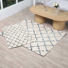 Tapis Chambre à Coucher 3 Pièces en Soie Bleu - Hazal 566A