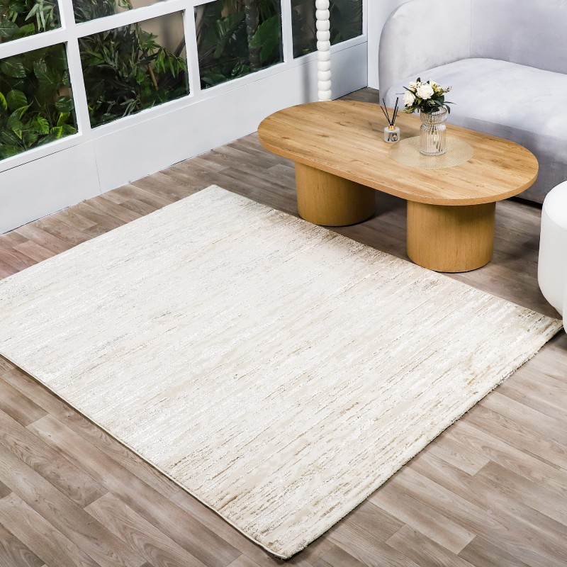 Tapis Salon en Soie 200x260 cm Beige - Hazal 573A