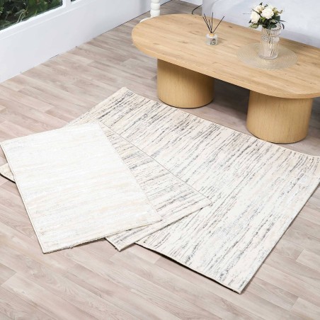 Tapis Chambre à Coucher 3 Pièces en Soie Gris - Hazal 573A