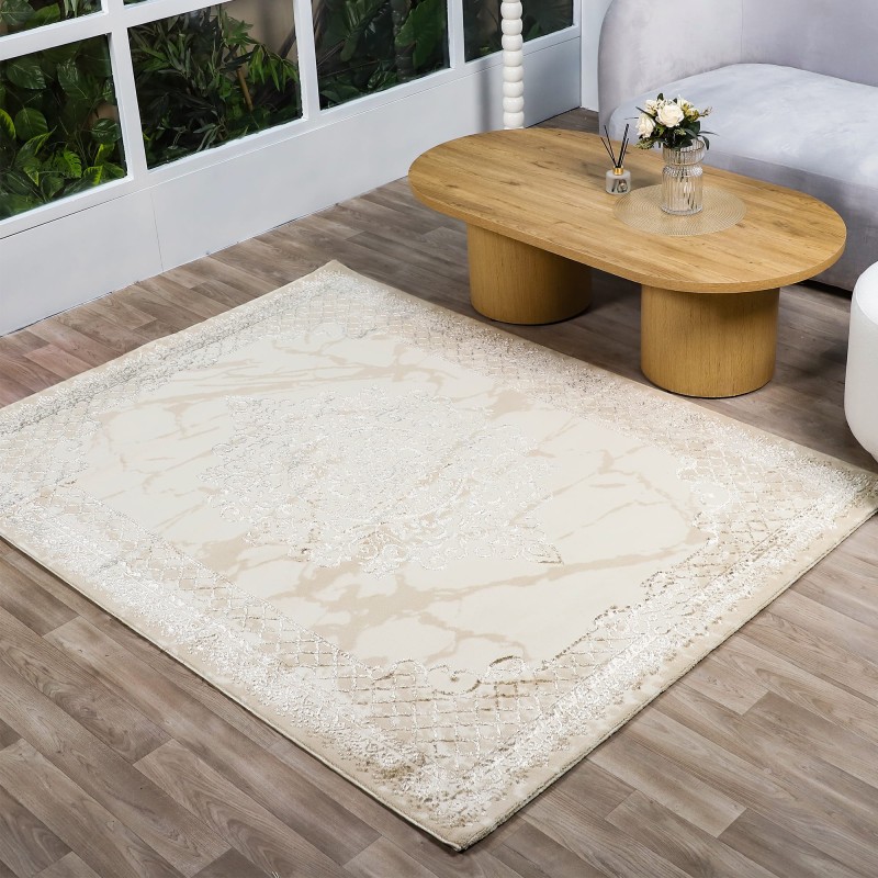 Tapis Salon en Soie 240x350 cm Beige - Hazal 575A