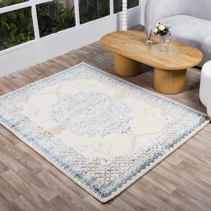 Tapis Salon en Soie 200x260 cm Bleu - Hazal 575A