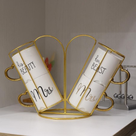 Série de 4 Tasses à Café en Céramique avec Support
