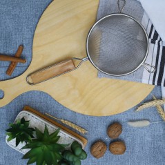 Passoire de Cuisine en Acier avec Manche en Bois