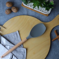 Cuillère en Silicone avec Manche en Bois