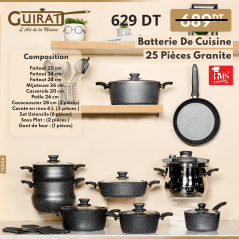 Batterie de cuisine 25 pièces granite Gris - HMS