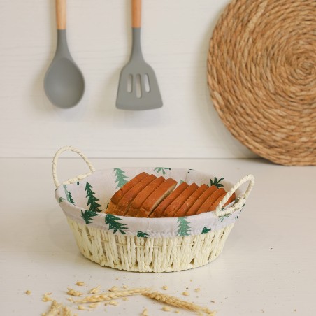 Panier à Pain Rond en Osier avec Tissu