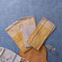 Lot de 3 Serviettes de Cuisine en Tissu 38x58cm  - Jaune