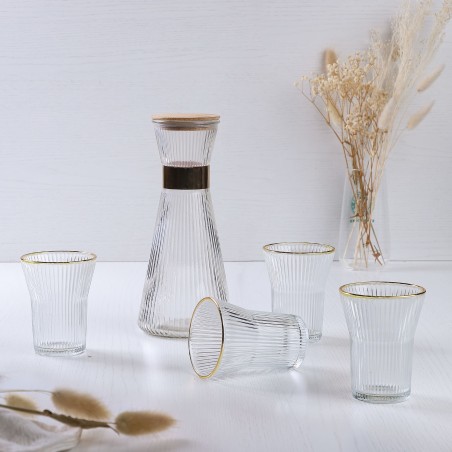 Service à eau 7 Pièces Avec Carafe 1L en Verre