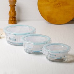 Lot de 3 Boîtes de Conservation en Verre avec Couvercle en Plastique