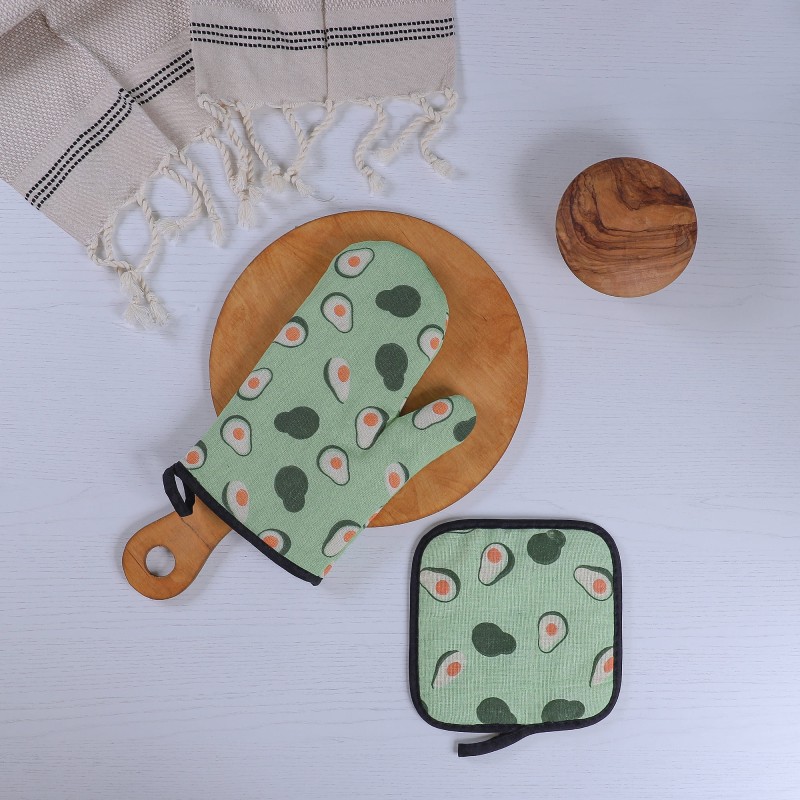 Set de Gant de Cuisine et Sous-Plat en Tissu