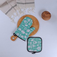 Set de Gant de Cuisine et Sous-Plat en Tissu