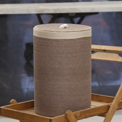 Corbeille à Linge en Tissu et Fibres Naturelles Ø:24cm |H:43cm