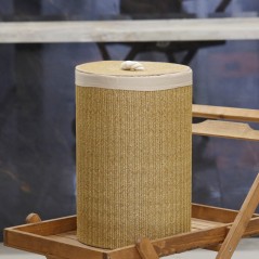 Corbeille à Linge en Tissu et Fibres Naturelles Ø:24cm |H:43cm