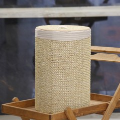 Corbeille à Linge en Tissu et Fibres Naturelles Ø:24cm |H:43cm