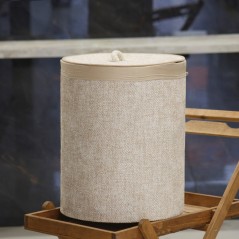 Corbeille à Linge en Tissu et Fibres Naturelles Ø:33cm |H:45cm