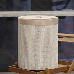 Corbeille à Linge en Tissu et Fibres Naturelles Ø:33cm |H:45cm