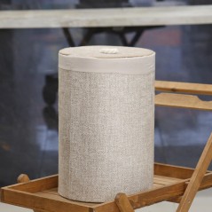 Corbeille à Linge en Tissu et Fibres Naturelles Ø:28cm |H:44cm