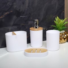 Ensemble d'Accessoires de Salle de Bain 4 Pièces en Plastique