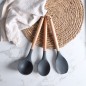 Set de 12 Ustensiles de Cuisine en Silicone avec Poignée en Bois - Gris