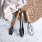 Set de 12 Ustensiles de Cuisine en Silicone avec Poignée en Bois - Gris