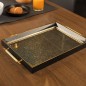 Plateau Rectangulaire en Bois avec Surface Plexiglass 44x31cm