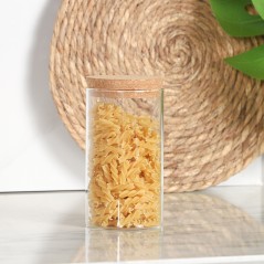 Porte Épices en Verre 700ML avec Couvercle en Bois