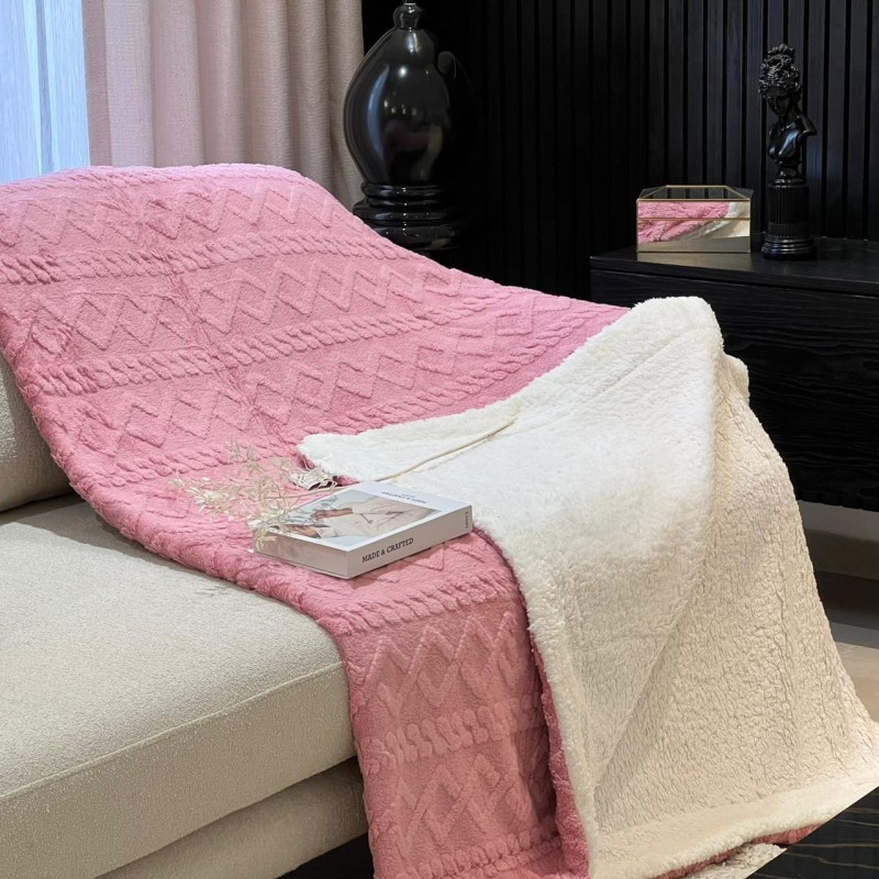 Plaide Jeté de Canapé Alloucha 230x240 cm Rose