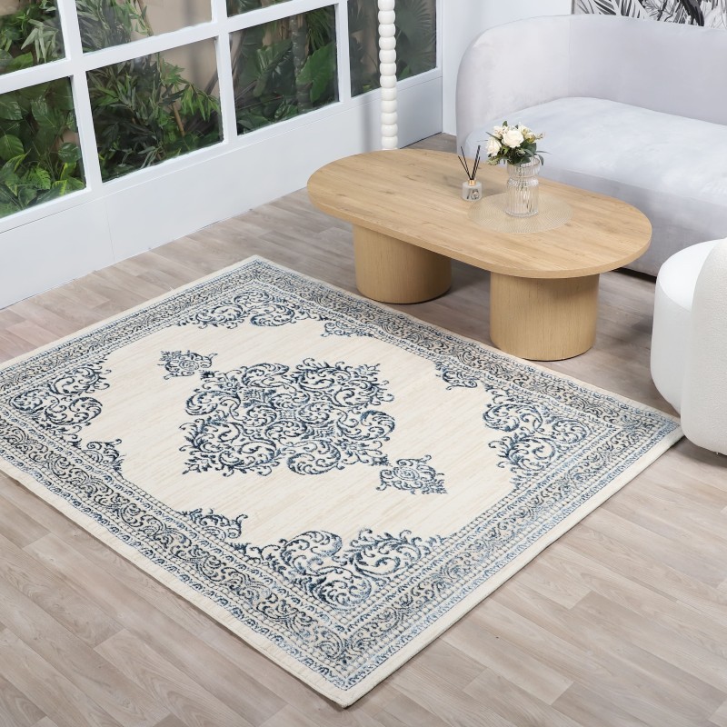 Tapis Salon en Soie 240x350 cm Bleu - Hazal D2