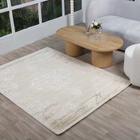 Tapis Salon en Soie 240x350 cm Greige - Hazal D2