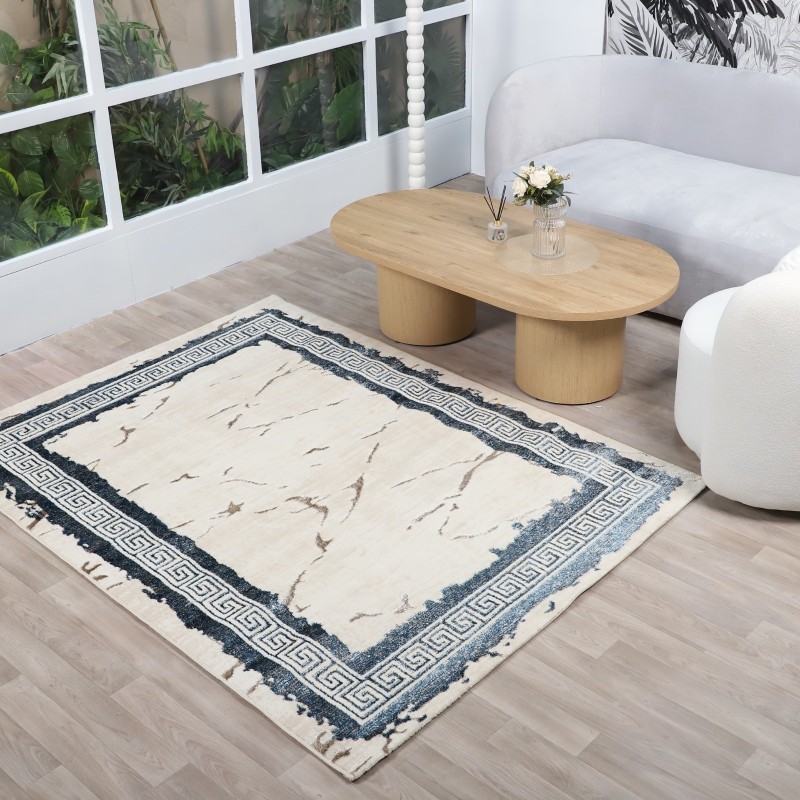 Tapis Salon en Soie 200x260 cm Bleu - Hazal D6