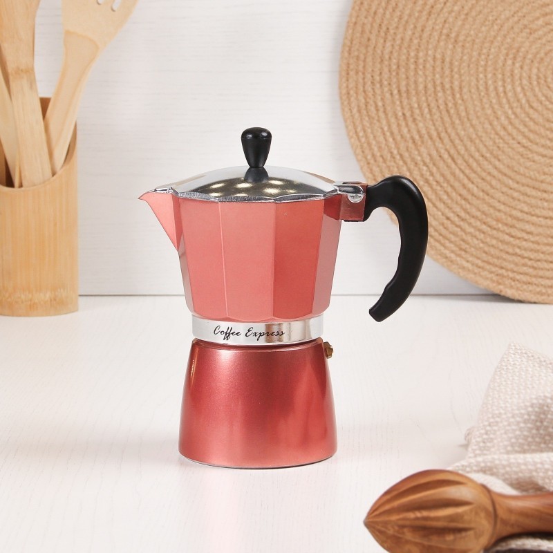 Cafetière Italienne en Aluminium 6 Tasses - Rose