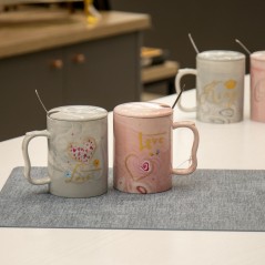 Set de 2 Mugs en Céramique avec Cuillères